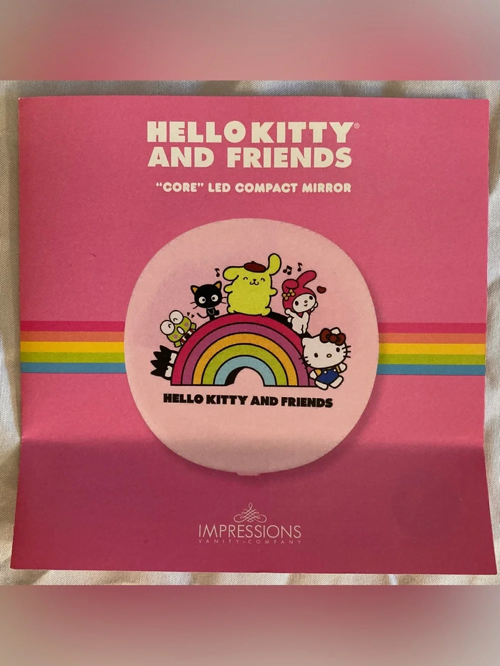 Hello Kitty and Friends LED Pink Rainbow Compact Mirror